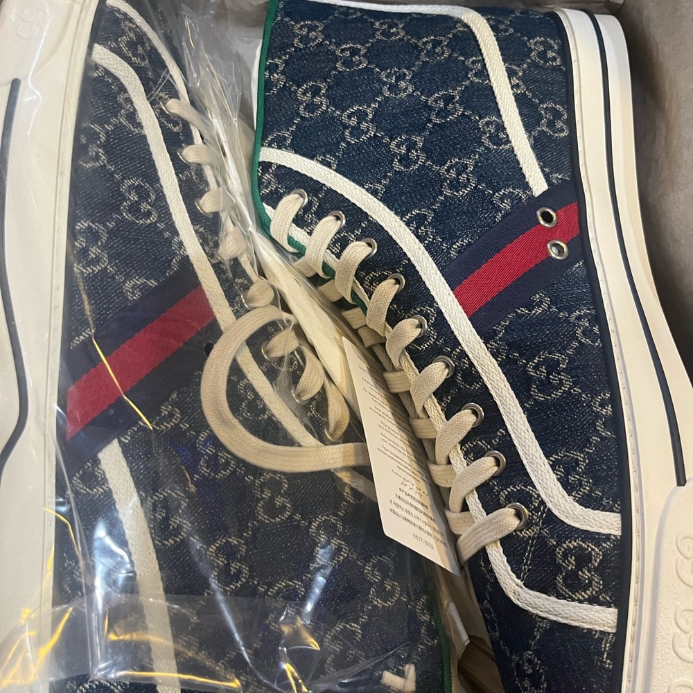 Gucci Blue Monogram High-Top Sneakers